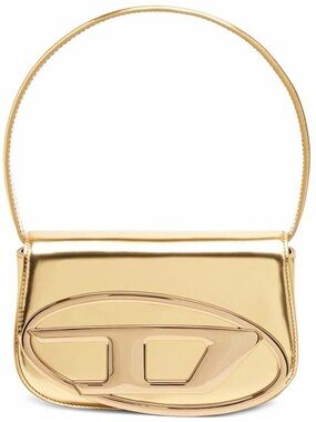 Diesel Gold Metallic Shoulder Bag with Sculptural Front Detail